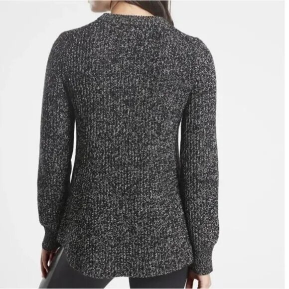 Athleta Sierra Crew Wool Blend Sweater Black Marl - Size XXS - Picture 2 of 11